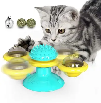 

Windmill Cat Toy Turntable Teasing Interactive Cat Toy Interactive With Catnip Cat Scratching Tickle Pet Ball Toy Cat Supplies
