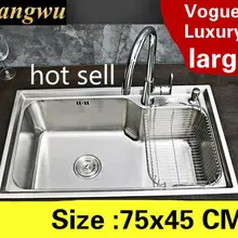 Квартира большая кухня один корыто раковина из нержавеющей стали, кухонной овощи Высокое качество 304 из нержавеющей стали класса люкс Лидер продаж 75x45 см