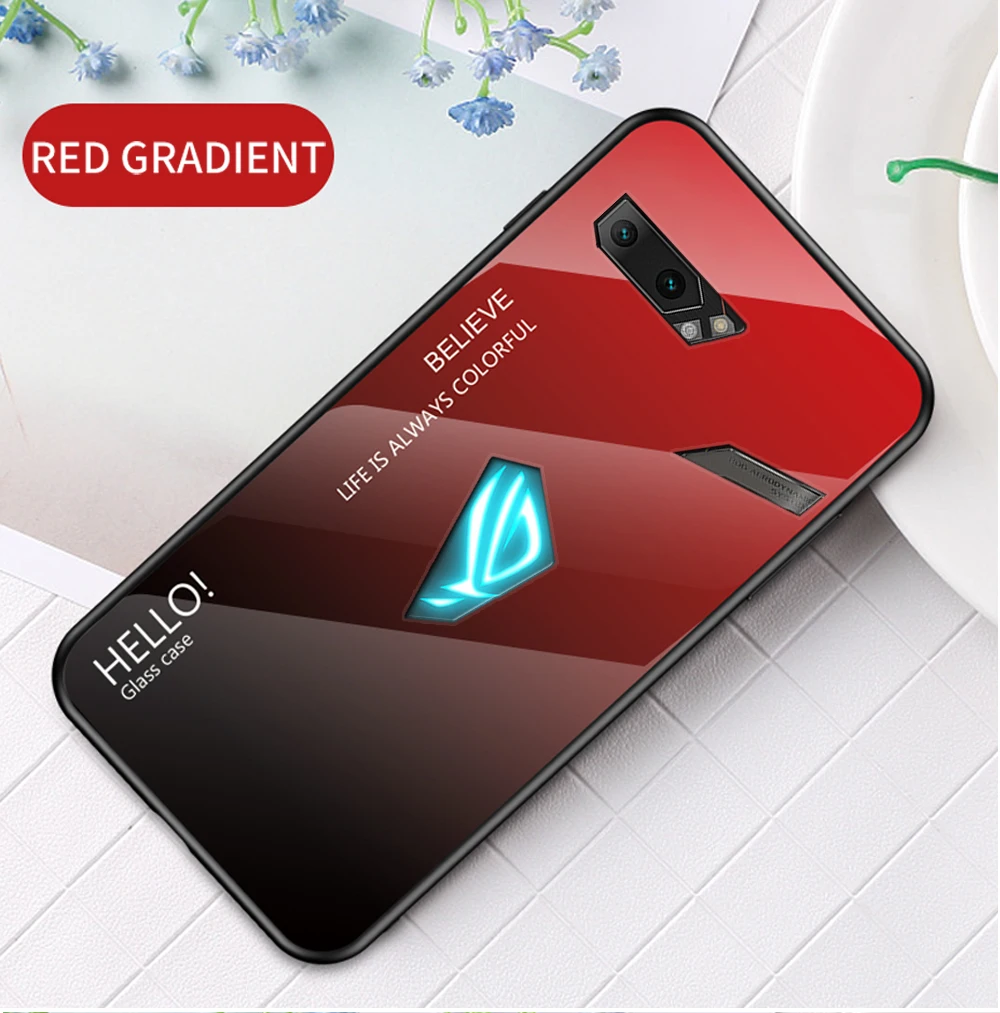 Для Asus ROG Phone 2 Чехол из закаленного стекла с градиентом чехол для Asus ROG Phone 2 ZS660KL градиентный цвет глянцевая стеклянная Защитная крышка