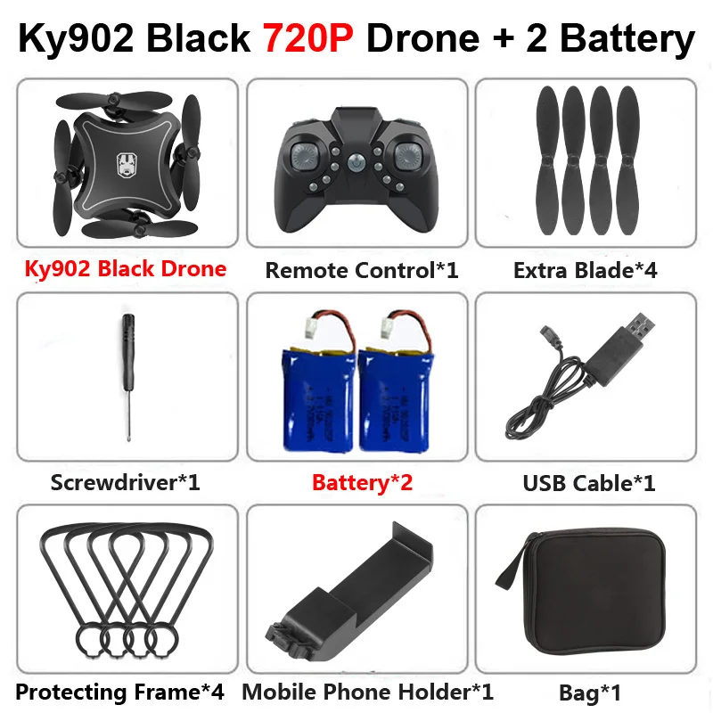 KY902 WiFi FPV мини складной Дрон с 4K HD камерой воздушная видео следуем за мной RC вертолет Квадрокоптер самолет игрушка VS E58 SG106 - Цвет: KY902 B 720P 2B
