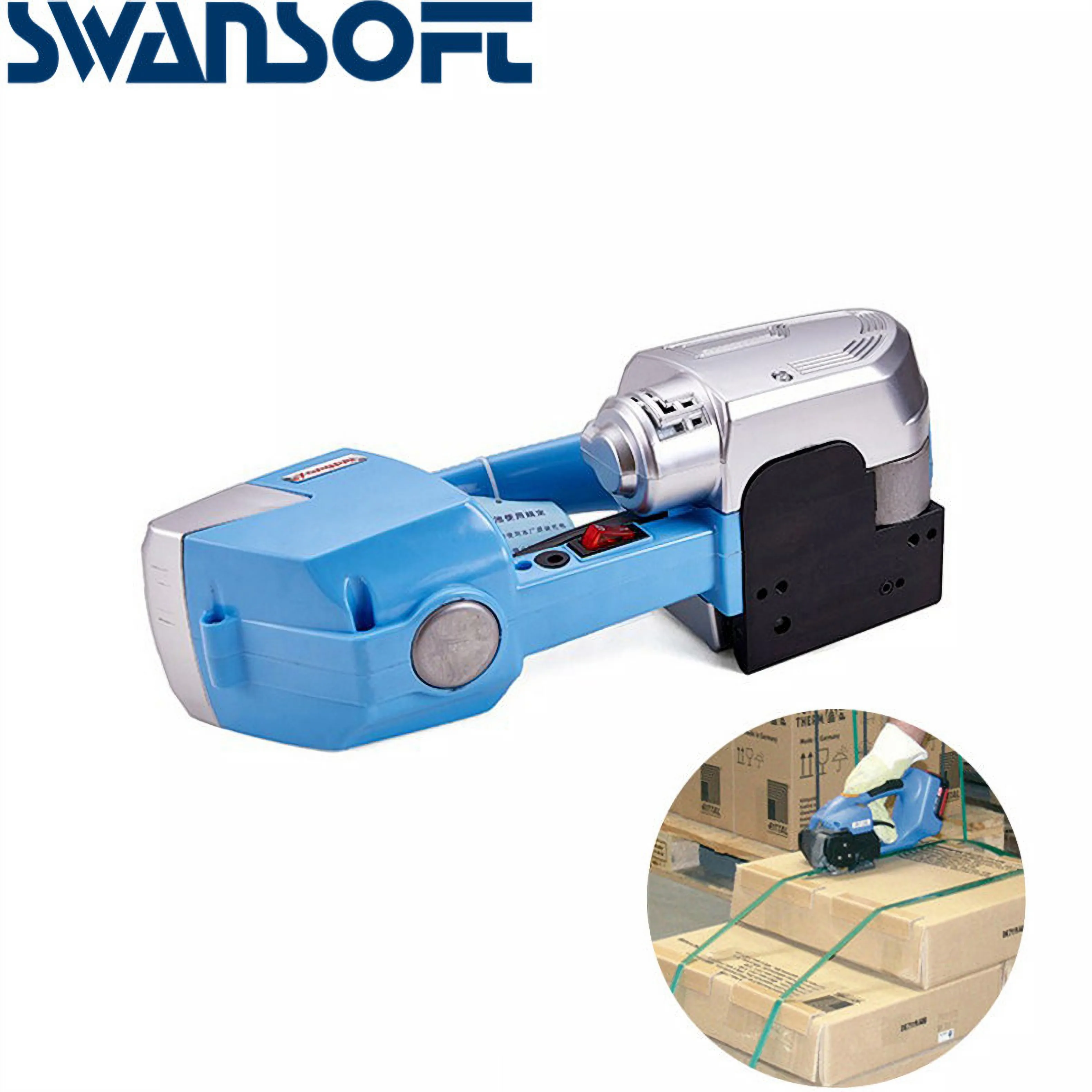 SWANSOFT 220 В, инструмент для обвязки на батарейках, электрический пластиковый обвязочный инструмент, полиэтиленовый обвязочный инструмент, PP PET JD13/16