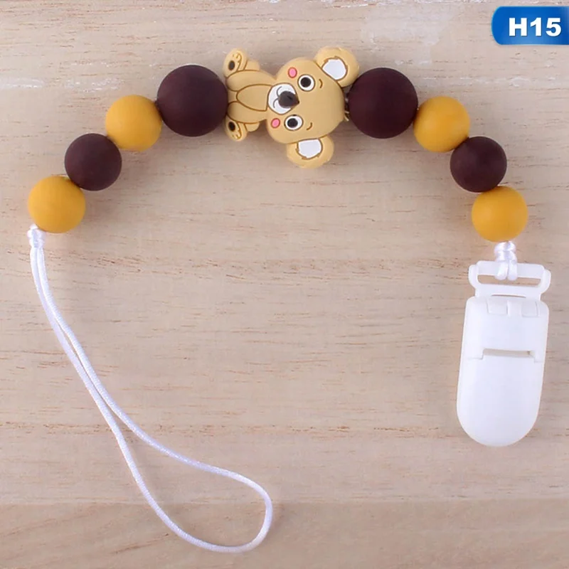 Cute Cartoon Animal Infants Chew Toy Nipple Feeding Appease Baby Pacifier Chain Kids Boys Girls Anti-fall Clip Chains - Цвет: BB6147H15