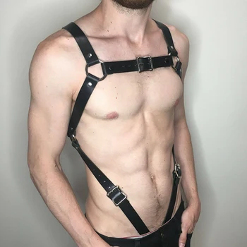 

Men Body Restraint Leather Harness Belts Straps Suspenders Braces Armor Costumes
