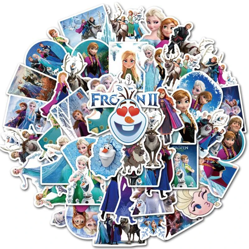 50pcs Cartoon Snow And Ice Princess Movie Doodle Sticker Suitcase Motorcycle Notebook Reusable Waterproof Strong Sticky 3