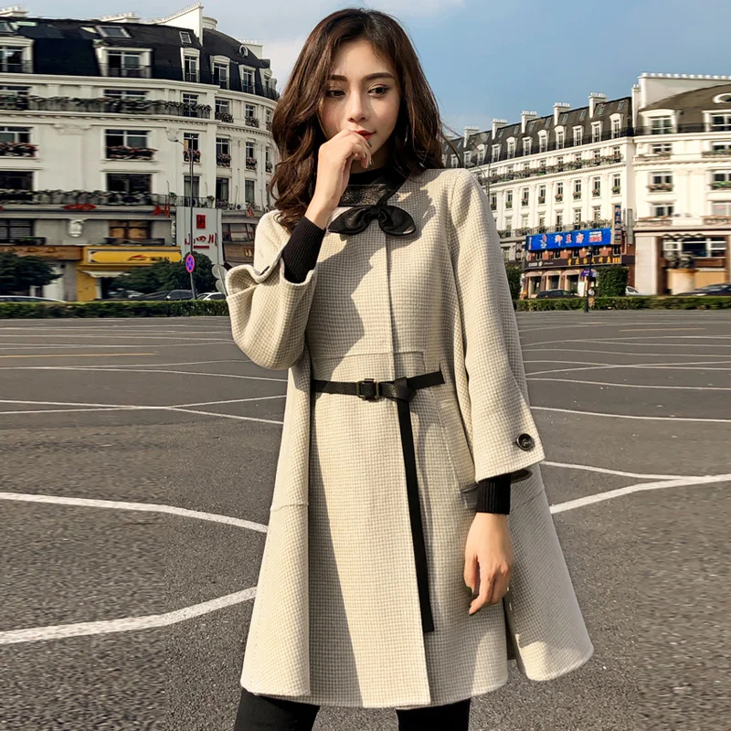 

Women Long Outwears Overcoats Woolen Coat Female Long Tops Women's Large Size Autumn Winter Korean Coat Casual Solid Color