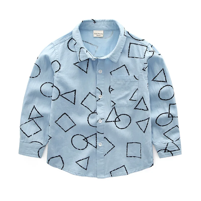 

New Arrival Blouse for Girls 2019 Long Sleeve Cotton Triangle Children Boys Shirts Leisure Kids Shirts for Boys Baby Blouse