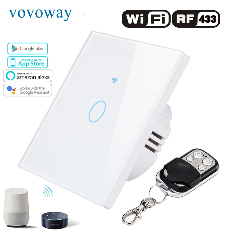

Vovoway EU Glass panel touch switch,light switch,WIFI phone APP+ telecontrol wireless smart control,1\2\3Gang AC110V220V