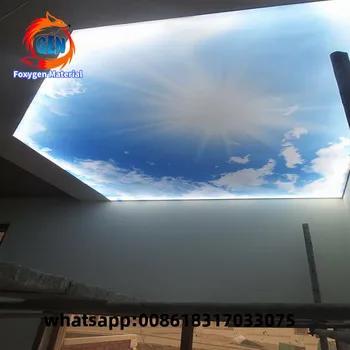 

Palm tree style Max width 5 meter UV printed PVC stretch ceiling film with 50000 Difference pattern design