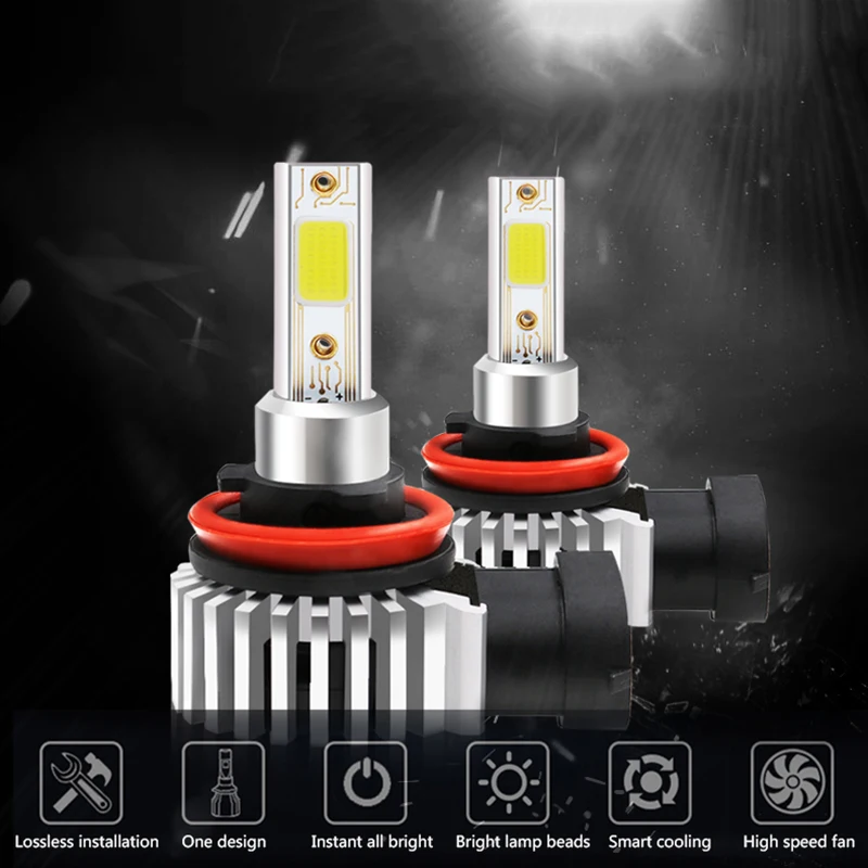 2 шт. мини H7 H8/H11 9005/9006 Автомобильный светодиодный лампы для фар комплект 6500 к 24 Вт
