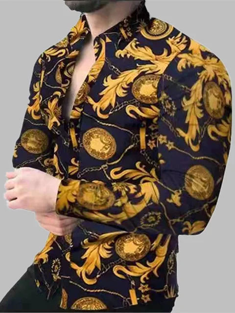 2021 Hot Sale European American Men's Clothing Letter Print Fashion Casual Shirt Single-Breasted Cardigan Long Sleeve Men Shirt 2