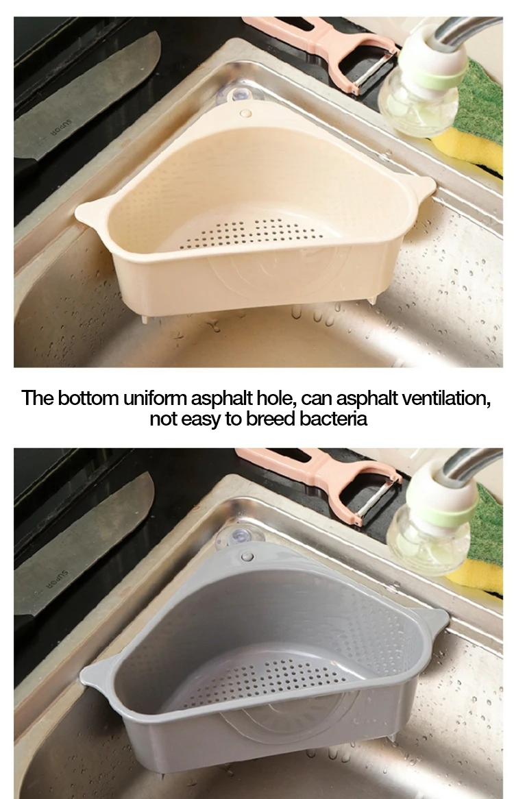 Kitchen Sink Multifunctional Storage Rack Washing Bowl Sponge Drain Rack High Quality Plastic Free Punch Kitchen Fruit Organizer (9)