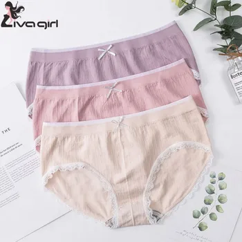 

2019 Panties Women Lingerie Fashion New Solid Color Lace Briefs Japanese Bow Briefs Breathable Female Underwear