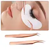 Rose Gold Stainless Steel Hot Sale New Stainless Steel Pink Straight Bend Tweezer For Eyelash Extensions Nail Art Nippers 2