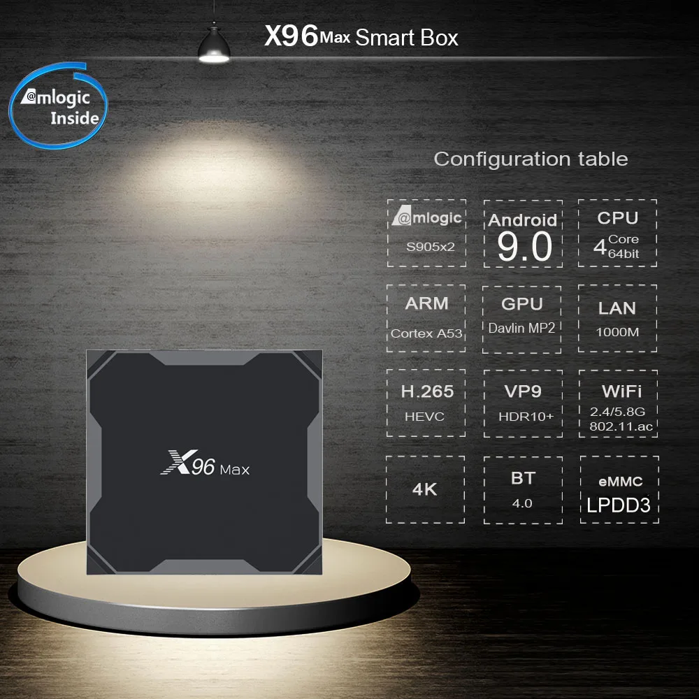 X96MAX Smart Android 9,0 4G 64G ТВ коробка Amlogic S905X2 LPDDR3 четырехъядерный двойной Wifi Bluetooth 1000M H.265 X96 Max 4K HD телеприставка