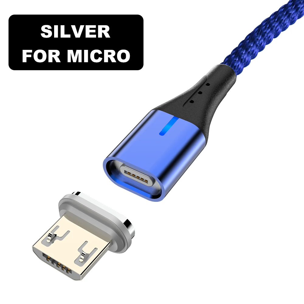 Blue for Micro Vanniso 5A Fast Charging Magnetic USB Cable Charger 2m Micro USB Data Cable for iphone X Samsung S8 Huawei Xiaomi mi8 Usb type c - Цвет: Blue for Micro