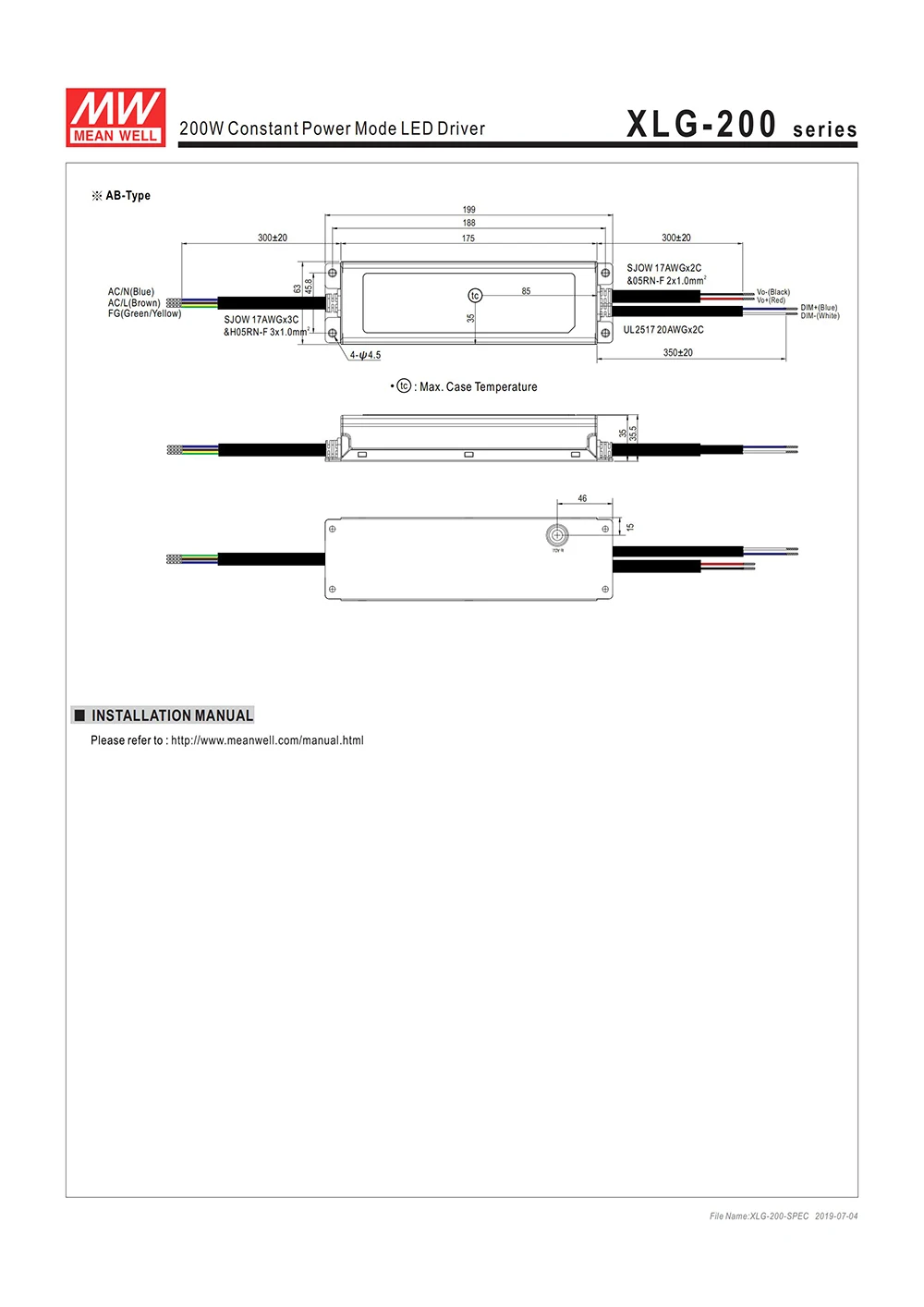 Бренд MEAN WELL представляет XLG-200-12-A 200W 12V 16A постоянное напряжение постоянного тока Светодиодный драйвер светодиодный Регулируемый источник питания