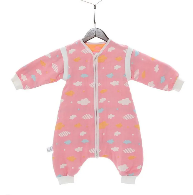 6 layers baby muslin sleeping bag with split trouser legs skin friendly baby sleepsack anti-kick baby kids sleeping sack