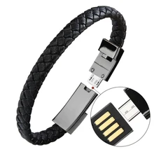 Кожаный плетеный браслет на запястье, кабель Lightning для передачи данных, зарядный Шнур для Apple, huawei, USB, Открытый браслет, зарядное устройство