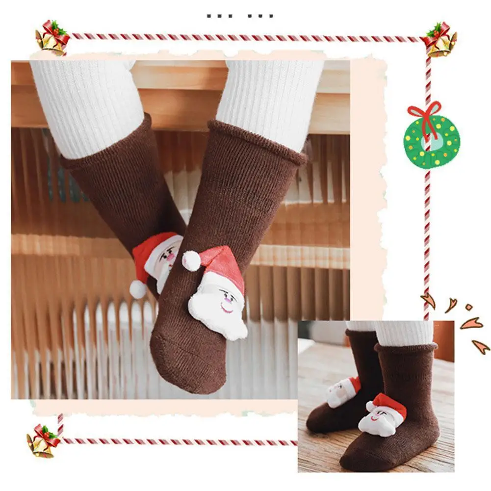 

New Trendy Newborn Baby Boys Girls Christmas Floor Anti-Slip Baby Hot Baby to Socks Children's Christmas Great Socks Step G W7N5