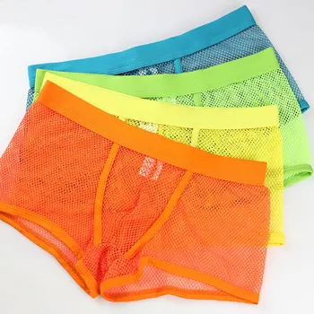 

Multi Colors Hot Sexy Men Boxers Trunks Shorts Lingerie Mesh See-through Underwear Underpants Perspective Male Panties