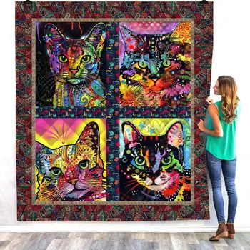 

Halloween cat cute 3D Quilt Blanket For Kids Adults Bedding Throw Soft Warm Thin Office Blanket With Cotton Quilt style-3
