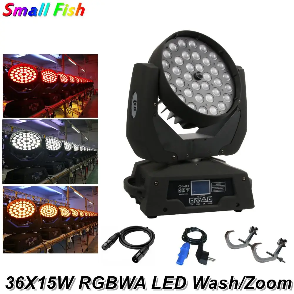 

2Pcs/Lot LED Zoom Wash 36X15W RGBWA Color Mixing DMX Stage Light LED Moving Head Wash Light For Dj Light Data Show Disco KTVS