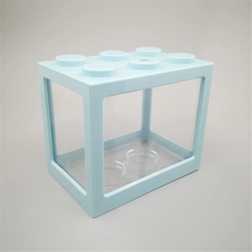 8 Colors Rectangle Mini Aquarium Fish Tank Home Office Tea Table Decoration Small Building Block Fish Tank Eco Tank Accessories (20)