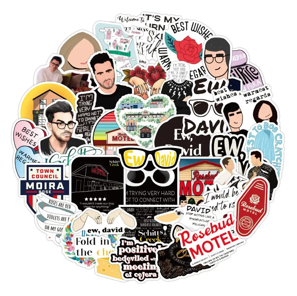 

50Pcs/Lot Mixed Doodle Stickers Schitt's Creek For Car Styling Bike Motorcycle Phone Laptop Travel Luggage Cool Funny Toy