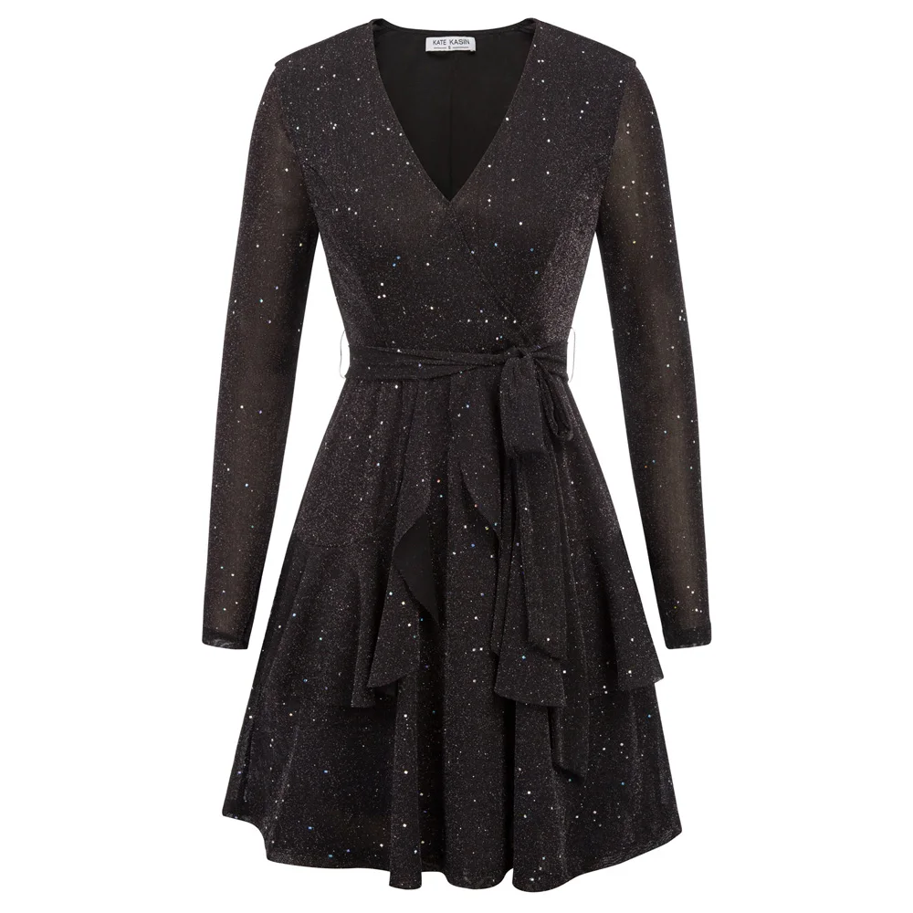 KK осеннее платье с длинными рукавами женское темпераментное винтажное со