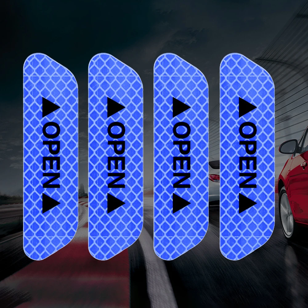 4PCS/Set Car Door Stickers Universal Tape Safety Warning Mark OPEN High Reflective Tape Auto Driving Safety Reflective Strips 4PCS/Set Car Door Stickers Universal Tape Safety Warning Mark OPEN High Reflective Tape Auto Driving Safety Reflective Strips