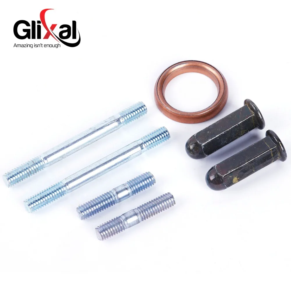 Фото Glixal GY6 50cc 150cc впускные и выхлопные шпильки гайки набор с выхлопной прокладкой для китайского скутера мопеда 139QMB 157QMJ двигатель №2