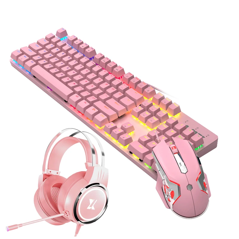 Permalink to Girl’s Gaming Combos Keyboard with 19 Key No Punch 4800DPI Mechanical Macros Wired Mouse for Gaming Office Notebook Desktop PC