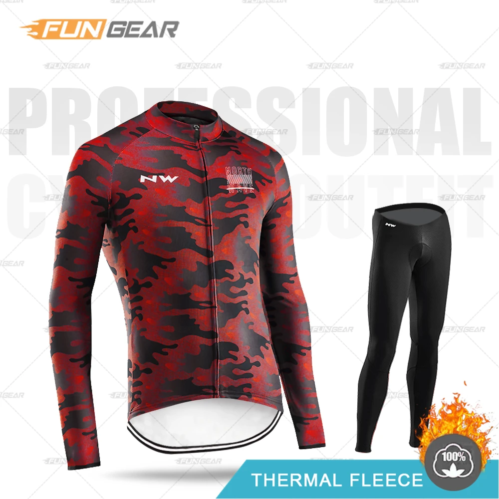 Ropa Ciclismo Northwave, зимние теплые флисовые майки, одежда для велоспорта, теплая одежда, мужская Джерси, костюм для езды на велосипеде, комбинезон, комплект - Цвет: NORMAL SET