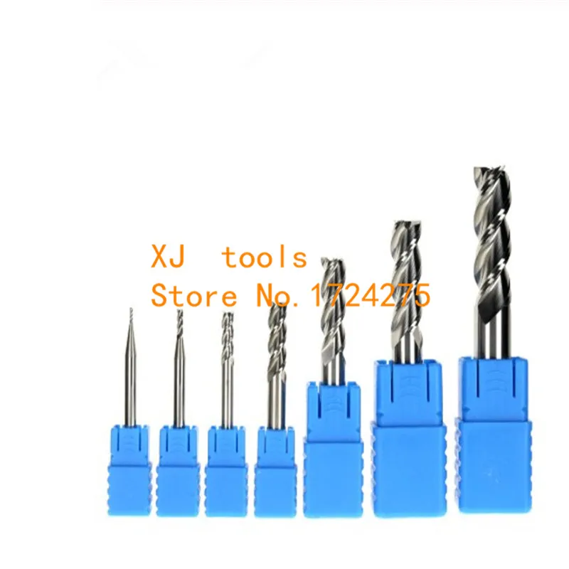 

3 Flute Cutting 1/1.5/2/2.5/3/4/5/6/8/10mm/12mm Aluminium Copper Processing CNC Router Tungsten Steel Sprial Milling Cutter End