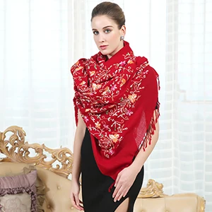 Шерстяные женские шарфы палантины элегантные Carf теплая шаль Бандана Шарф люксовый бренд мусульманский хиджаб пляжное одеяло лицо щит Foulard - Цвет: Красный