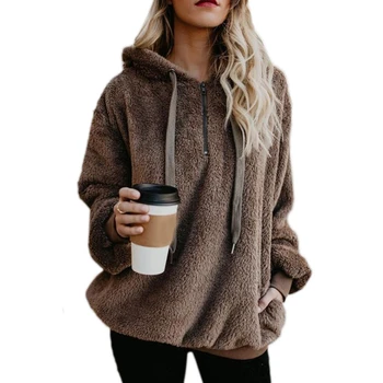

Women's Fuzzy Fleece Sweatshirt Hoodies Long Sleeve Pullover Tops Warm Casual Winter Autumn Coat Cozy Sudadera