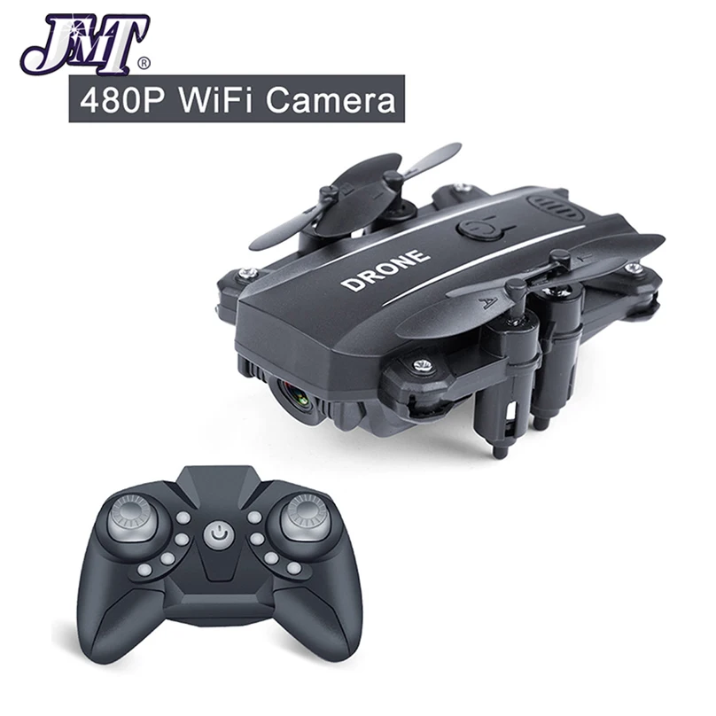 JMT мини Дрон Квадрокоптер M9 камера HD 1080P Wifi FPV Дрон складной высота удержания RC вертолет умные дроны детская игрушка - Цвет: 0.3MP Camera Black