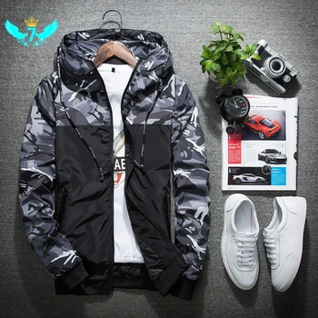 

Spring Autumn Mens Casual Camouflage Hoodie Jacket Men Waterproof Clothes Men's Windbreaker Coat Male Outwear TOA