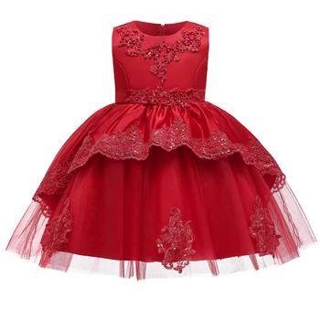 

Elegant Girl Princess Dress Kids Girl Beaded Applique Ball Gown Christmas Party Dress Flower Girl Dresses For Weddings