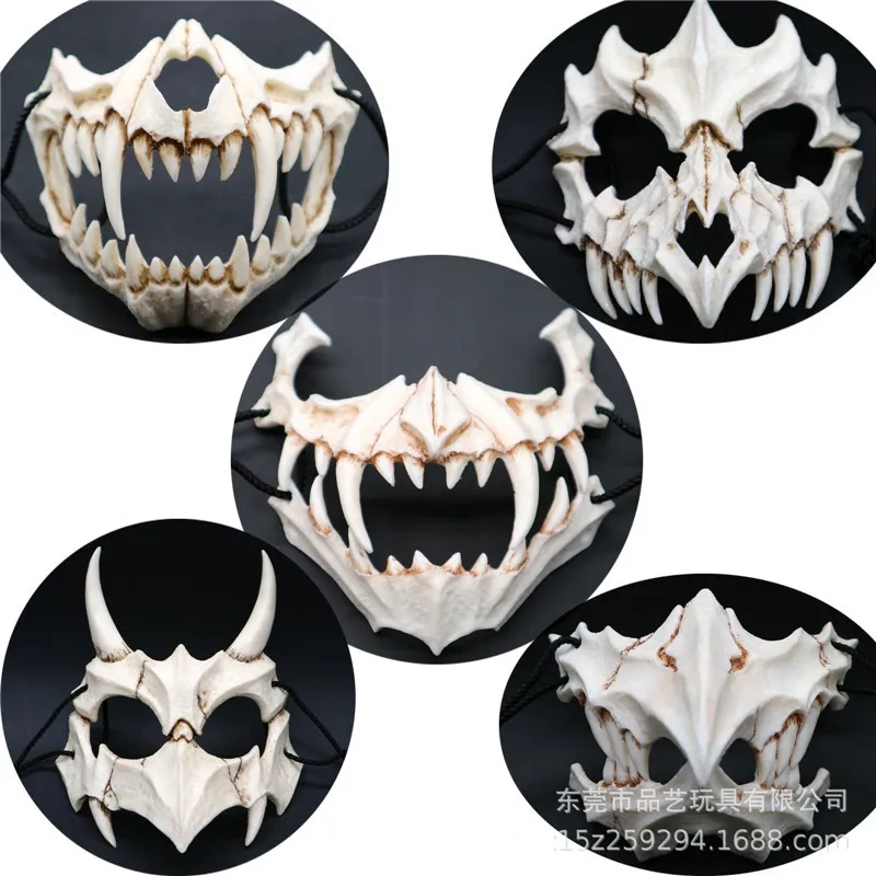 

New The Japanese Dragon God Mask Eco-friendly and Natural Resin Mask for Animal Theme Party Cosplay Animal Mask Handmade 5 Types