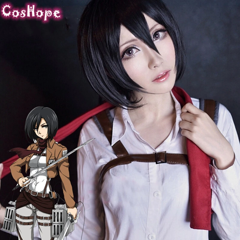 ミカサアッカーマン 黒の短いコスプレウィッグ タイタンへの攻撃 アニメ コスプレ 耐熱合成ウィッグ Aliexpress