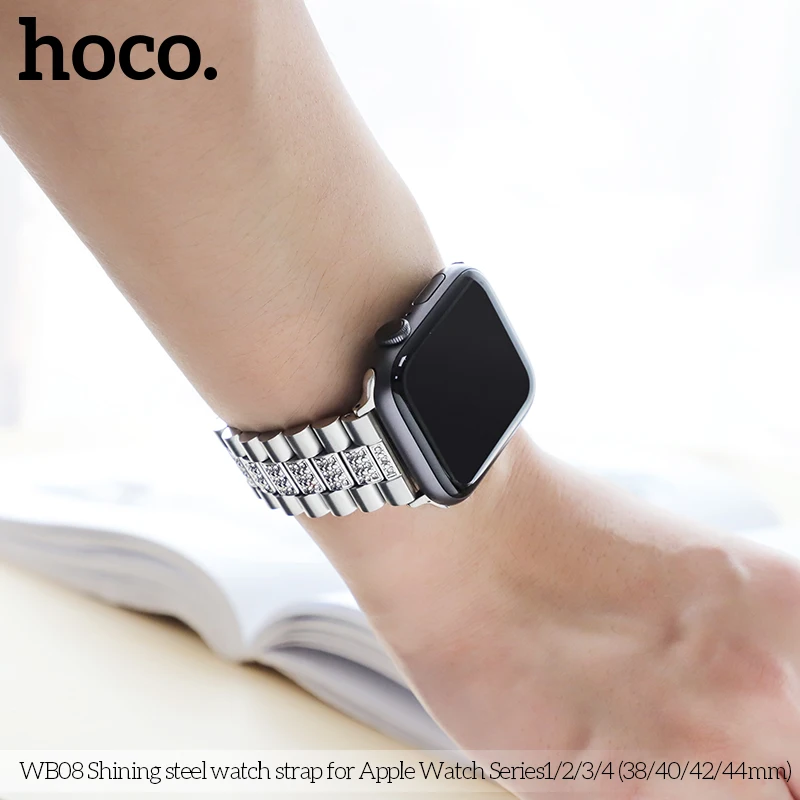 HOCO горный хрусталь ремешок из нержавеющей стали для Apple Watch ремешок с бриллиантами для Apple Watch 38 мм 40 мм 42 мм 44 мм ремни