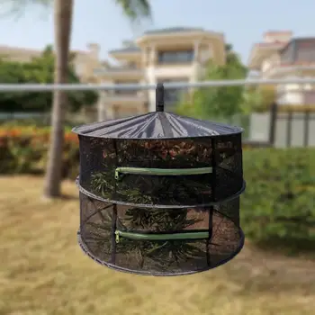 

With Zippers Folding Fishing Net Herb Drying Rack 2-Layers Mesh Net Dryer For Plants Flowers Black