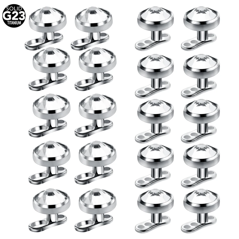 10pcs/lot Titanium Micro Dermal Piercings Set Dermal Anchor Base & Tops Skinner Diver Dermal Top Base Piercings Body Jewelry 14G