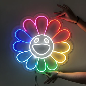 

HDJSign led neon sign sunflower Transparen cool light neones Custom bar decoracion in home dorm Wedding wall decor