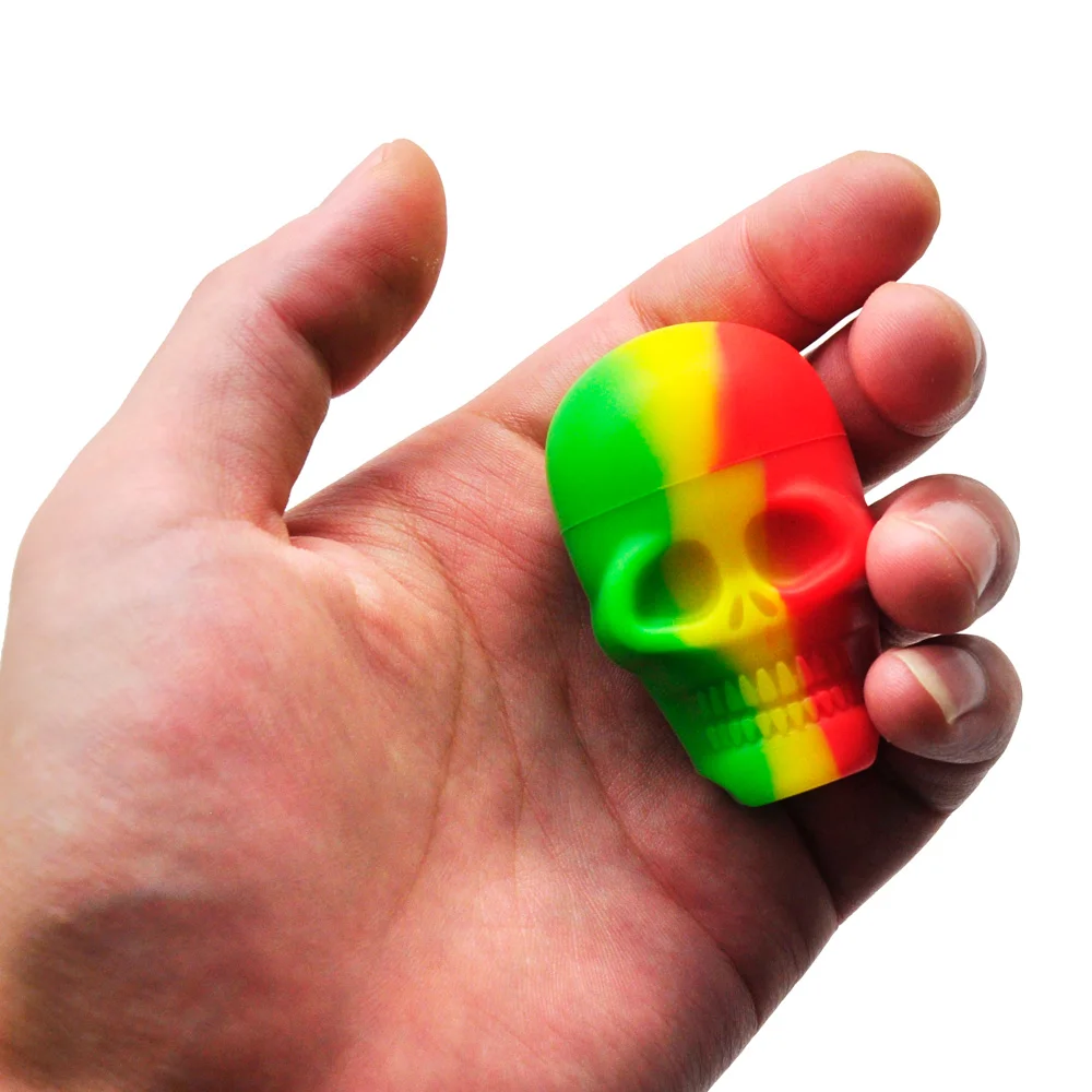 

2 Size Silicone Container Non Stick Silicone Jars Containers Storage Oil Jar Box Container Skull Shape