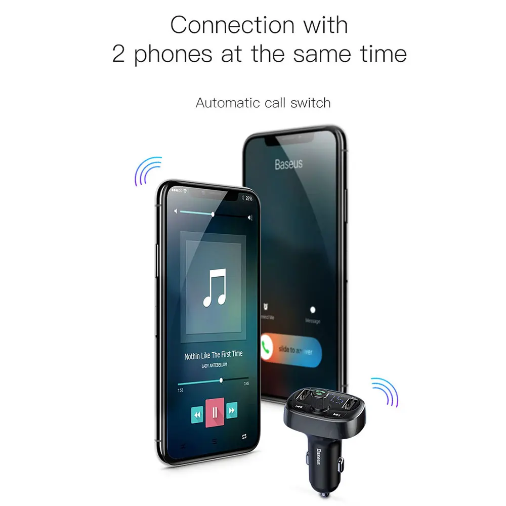 Baseus fm-передатчик модулятор Bluetooth Handsfree автомобильный комплект аудио MP3 музыкальный плеер с 3.4A двойное автомобильное usb-устройство для зарядки телефона