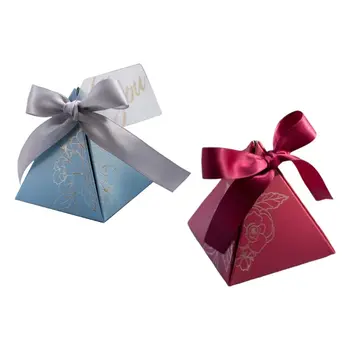 

Triangular Pyramid Gift Box Wedding Favors Gift Candy Boxes Guests 50pcs/lot Red H4GD