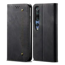 Case For Xiaomi Mi 10 Denim Leather Magnetic Wallet Flip Cover Card Slot Fold Anti-slip Full Protective Cover For Xiaomi Mi 10