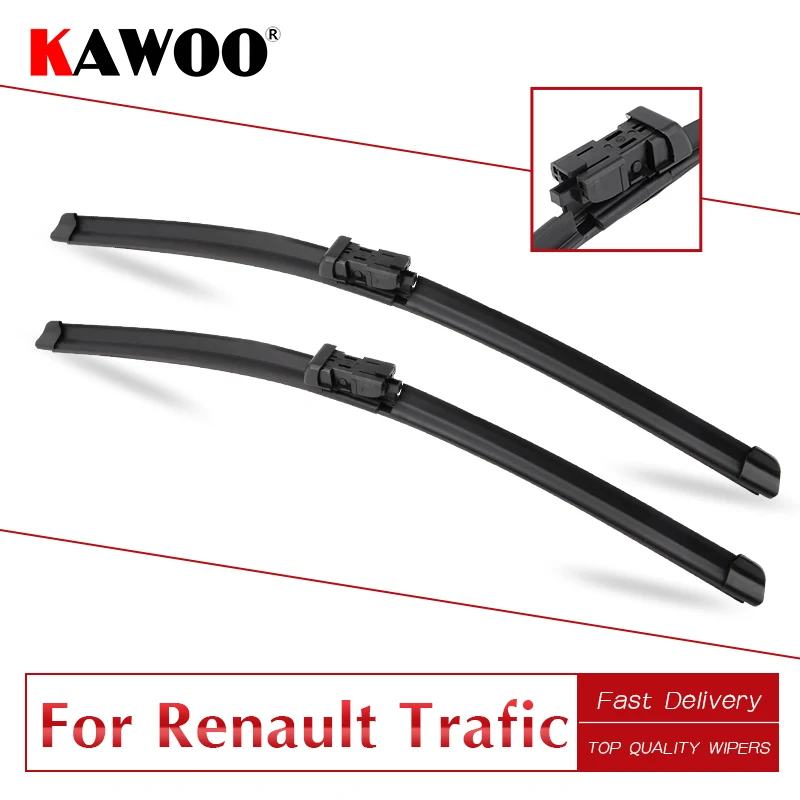 

KAWOO For Renault Traffic MK2 MK3 Auto Rubber Windcreen Wiper Blades Model Year From 2001 To 2017 Fit Push Button Arm/U Hook Arm